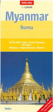 Myanmar / Burma Map Bagan-mandalay-yangon