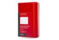 2015 Moleskine Red Pocket Weekly Notebook 12 Month Hard
