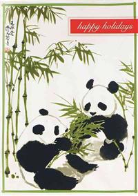 Holiday Pandas Boxed Holiday Half Notecards