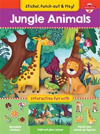 Jungle Animals: Interactive Fun with Fold-Out Play Scene, Reusable Stickers, and Punch-Out, Stand-Up Figures!