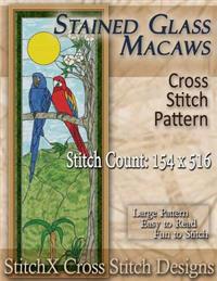 Stained Glass Macaws Cross Stitch Pattern
