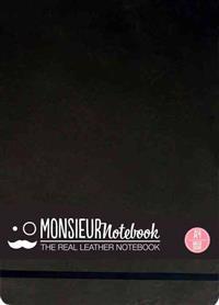 Monsieur Notebook Leather Journal - Landscape Black Watercolor Large