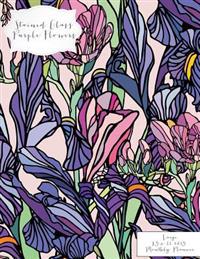 Stained Glass Purple Flowers Large 8.5 X 11 2015 Monthly Planner