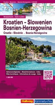 Kroatien Slovenien Bosnien Herzegowina Hallwag : 1:500000
