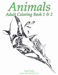 Animals Adult Coloring Book 1 & 2