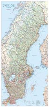 Sverige Väggkarta 1:1,2 Milj Monterad med ram