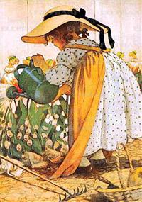 Girl Watering Garden - Friendship Greeting Card