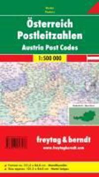 Postleitzahlenkarte Österreich 1 : 500 000. Poster-Karte mit Metallbestäbung