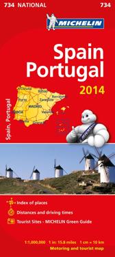 Spanien Portugal 2014 Michelin 734 karta