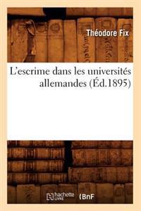 L Escrime Universites Allemandes Ed 1895