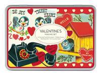 Valentine's Mailing Set [With 24 Glittered Cards and 24 Envelopes and 3 Rubber Stamps and Red Stamp Pad]