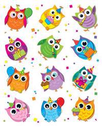 Celebrate with Colorful Owls Shape Stickers