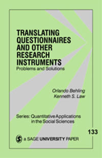 Translating Questionnaires and Other Research Instruments