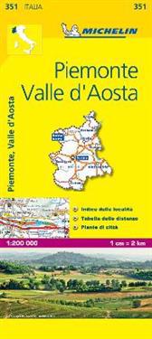 Piemonte Valle d'Aosta Michelin 351 delkarta Italien - 1:200000