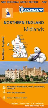Midlands, The North Michelin 502 delkarta Storbr. - 1:400000