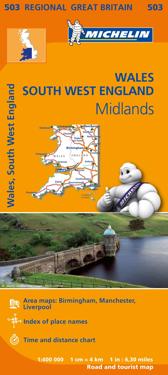 Wales South West England Midlands Michelin 503 delkarta - 1:400000