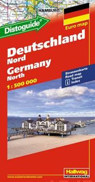 Norra Tyskland Distoguide Hallwag karta - 1:500000