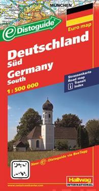 Södra Tyskland Distoguide Hallwag karta - 1:500000