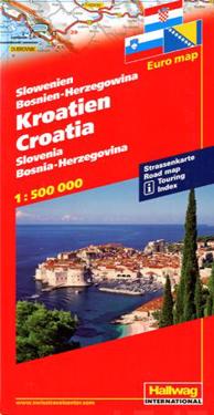 Kroatien Slovenien Bosnien Herzegowina Hallwag karta - 1:500000