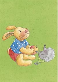 Vennekort. 10 kort i A3-format med bilder av Pinnsvin og Kanin og forslag til aktiviteter