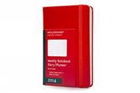 2014 Moleskine Red Pocket Weekly Notebook 12 Month Hard