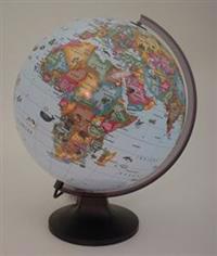 Jordglob för barn 30cm - Plastfot/plastmeridian, belysning, svensk text