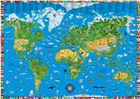 Världskarta för barn väggkarta i tub