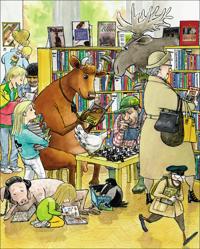 Språk- och mattelekar med Mamma Mu 6 st storbilder på affischer i färg (60x