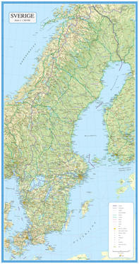 Sverige 1:1,2 milj: enkel väggkarta i plasttub