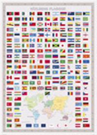 Världens flaggor: enkel väggkarta i papptub