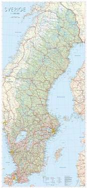 Sverige Väggkarta 1:1,2milj Miljö Tub
