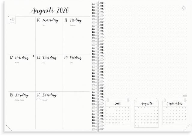Tuotekuva 3 - Kalender 2026 B5 Doodle Vit Burde
