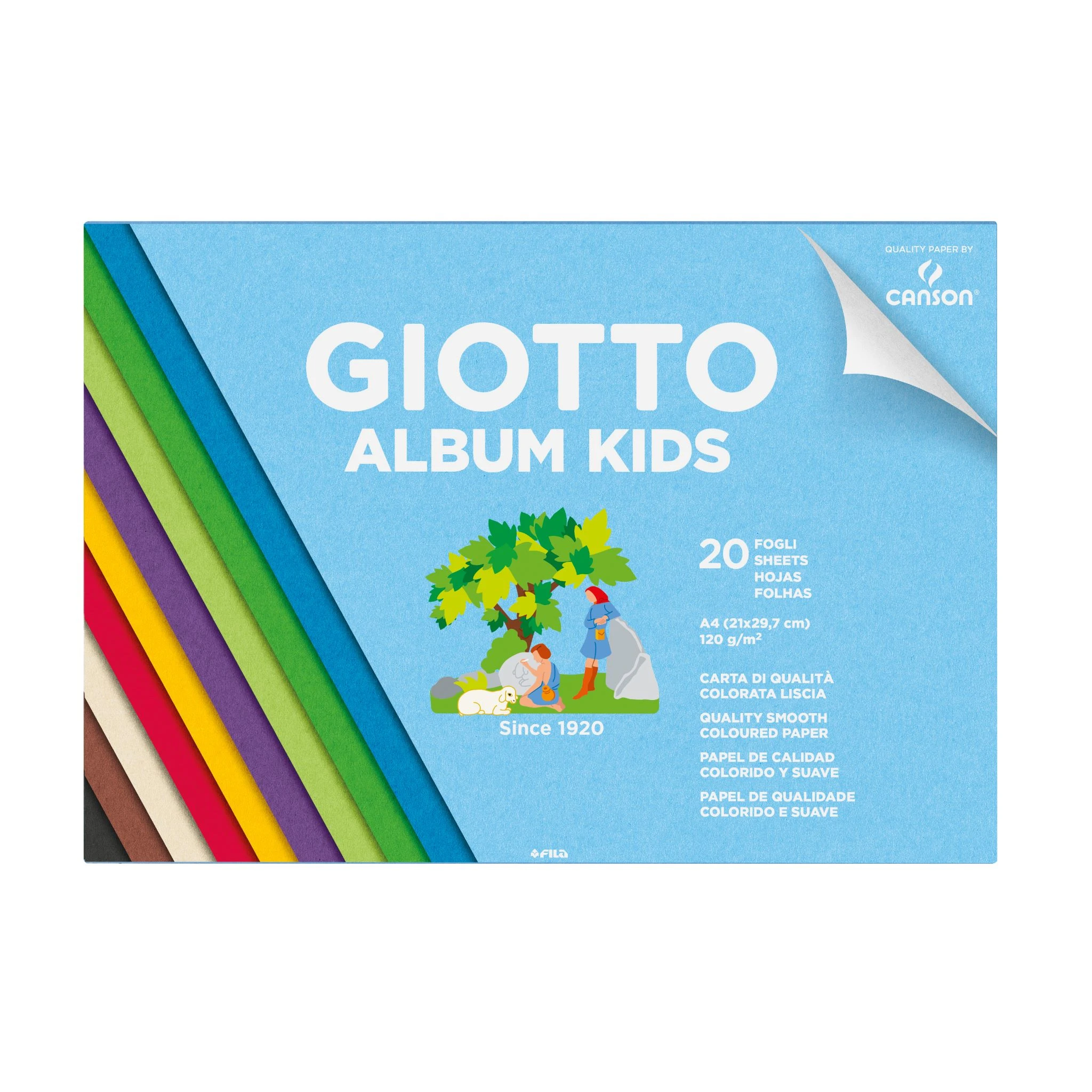 Produktbild för Block A4 med färgade papper, 20 sidor 120g, Giotto