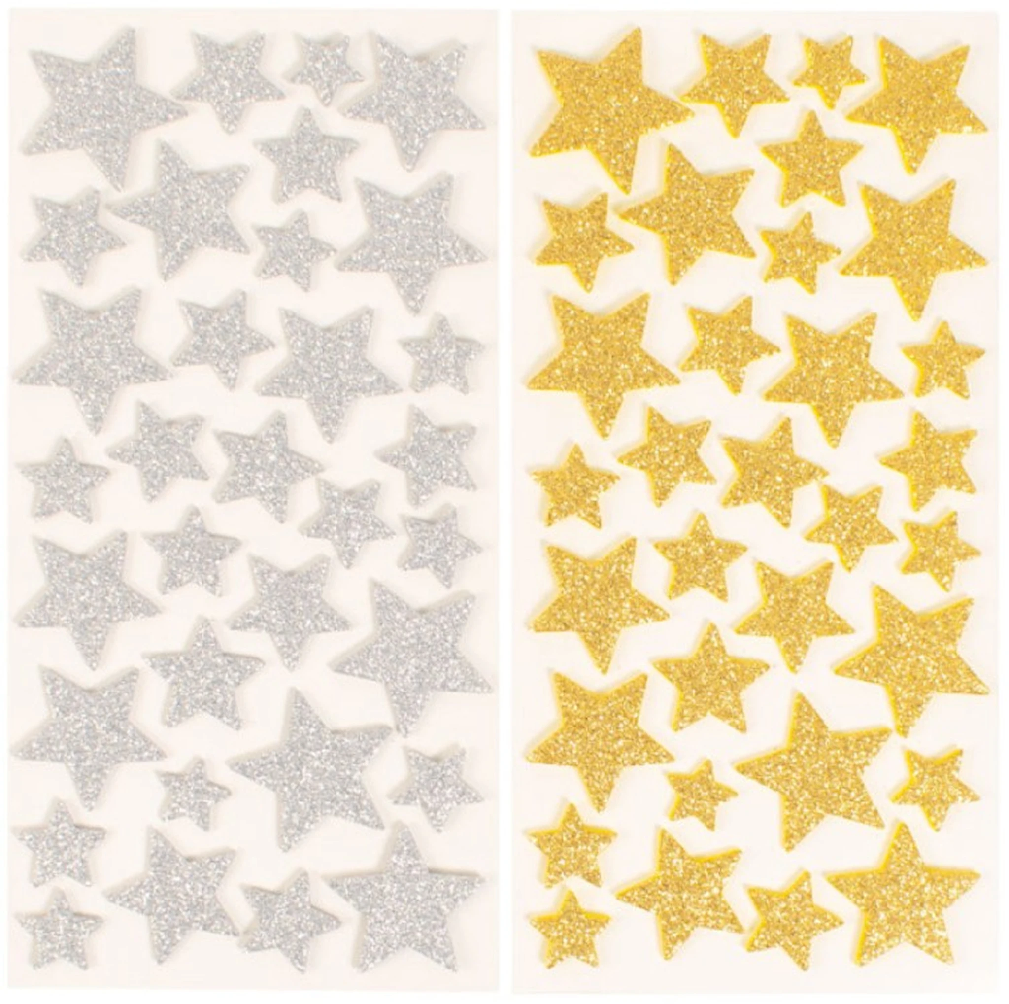 Produktbilde for Klistremerker Stjerner glitrende Gull & Sølv 15-34mm 132 stk Playbox