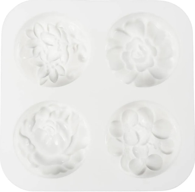 Produktbilde 3 for Silikonform, Rund med blomstermønster , L: 6,8 cm, B: 2,3 cm, 4 stk./ 1 pk.