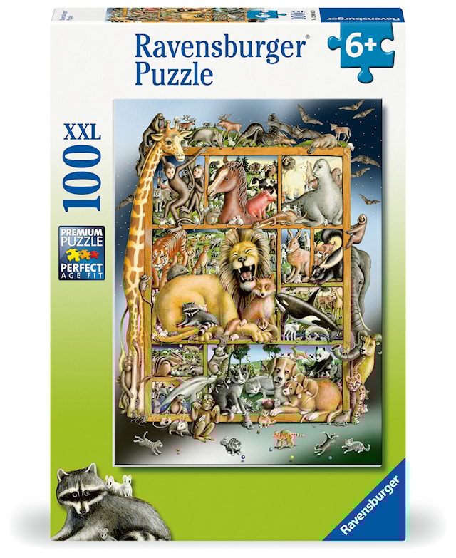 Produktbild 1 för Pussel Animals On The Shelf 100 bitar, Ravensburger