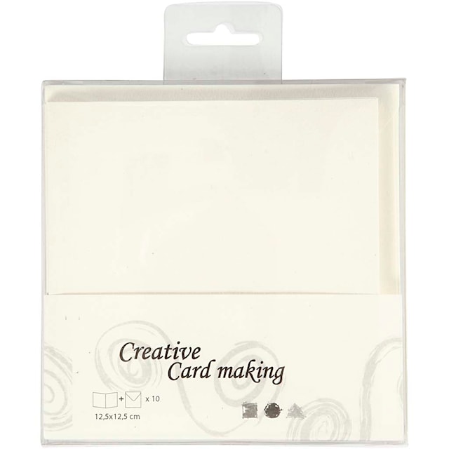 Produktbild 3 för Brevkort, kortstl. 12,5x12,5 cm, kuvertstl. 13,5x13,5 cm, råvit, 10 set/ 1 förp.