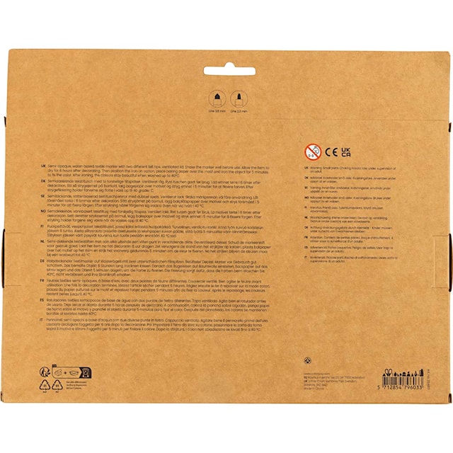 Produktbilde 6 for Tekstiltusjer, strek 2,3+3,6 mm, standardfarger, 20 stk./ 1 pk.