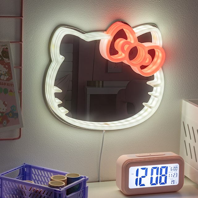 Tuotekuva 1 - Hello Kitty Seinälle Kiinnitettävä LED Neon Peili Paladone