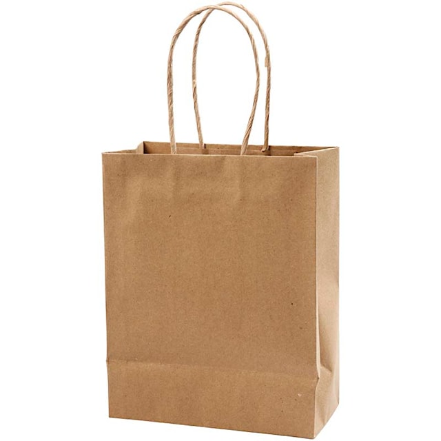 Produktbild 2 för Papperspåsar naturfärgade med handtag höjd 23 cm 18x9 cm 10-pack