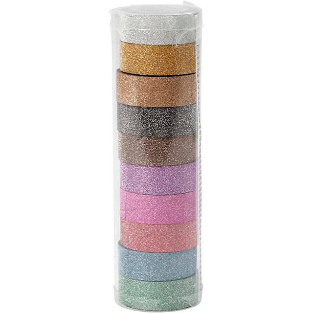Produktbilde 2 for Glittertape, B: 15 mm, ass. farger, 10x6 m/ 1 pk.