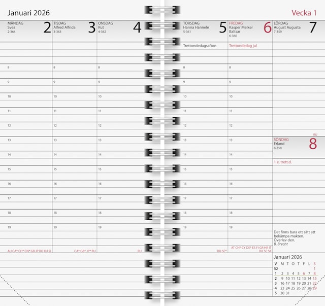 Kalender Manager 25/26 Refill Almanacksförlaget