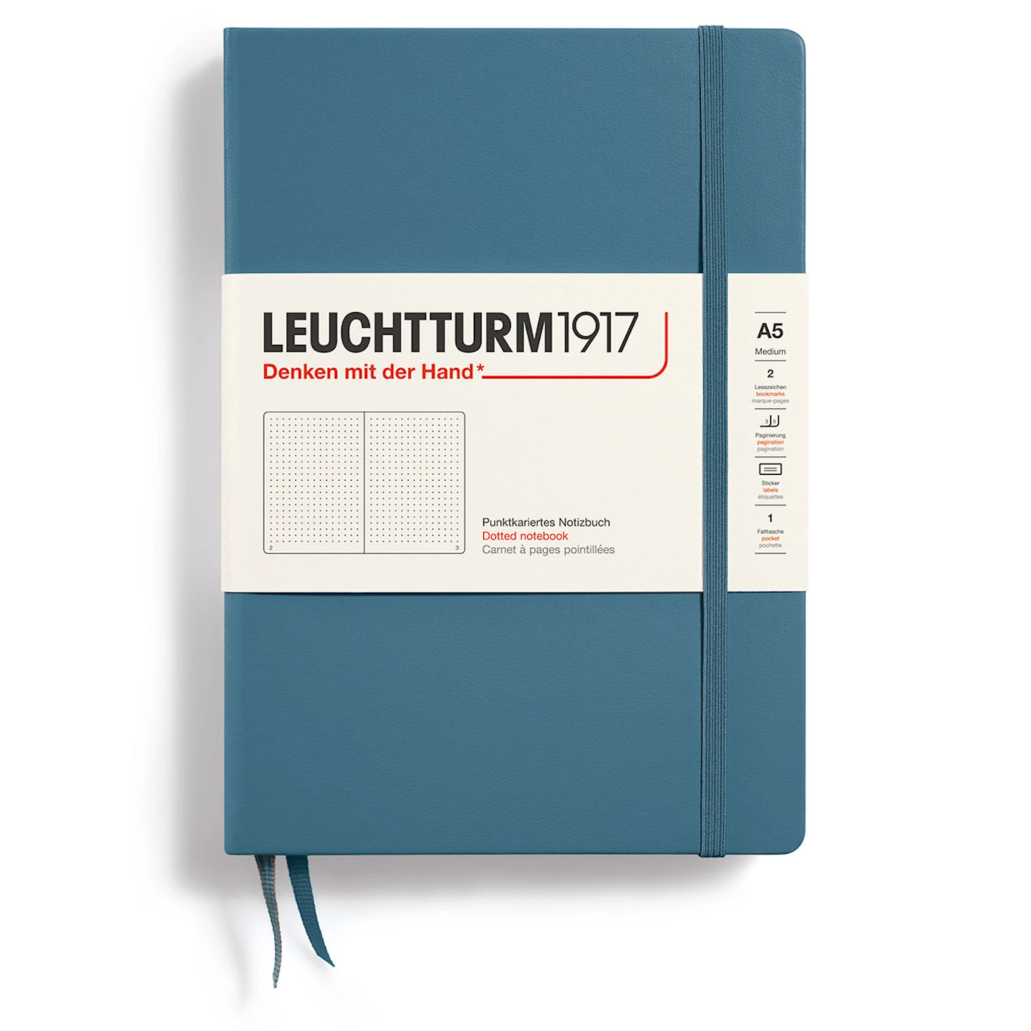 Tuotekuva ille Muistikirja A5 Kovakantinen pistekuvioitu Kivensininen Leuchtturm1917