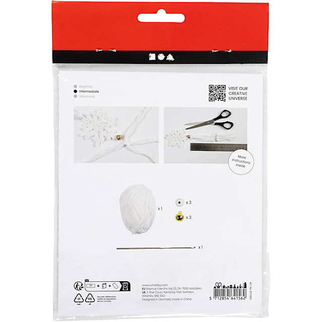 Produktbild 2 för Mini DIY Kit Virkning, Snöflingor, vit, 1 förp.