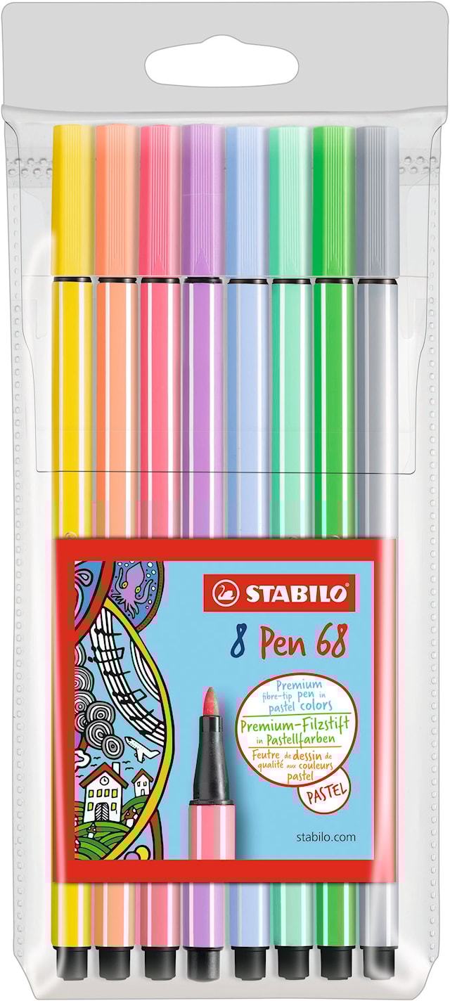Tuotekuva 1 - Ritpennor Fiberpenna STABILO Pen 68, 8/fp pastell