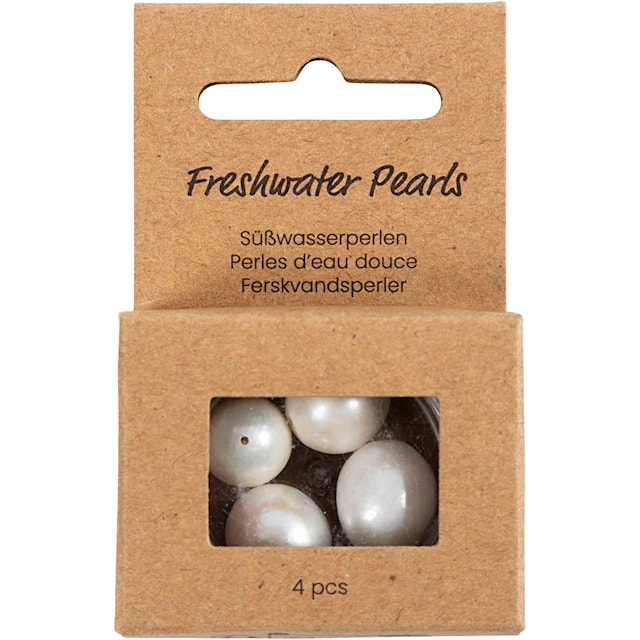 Produktbild 2 för Sötvattenspärlor Längsgående hål 0,8mm ⌀13-14 mm 4 st Creativ Company