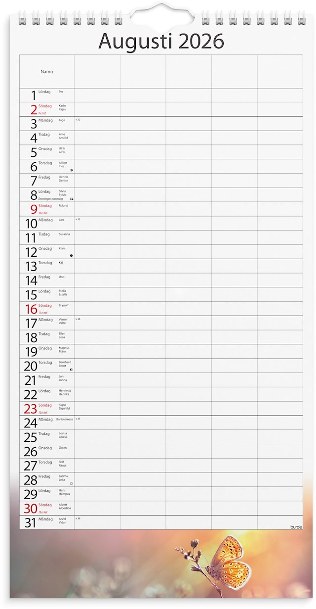Produktbilde 2 for Familjekalender 2026 Årstider 220x430 mm Burde