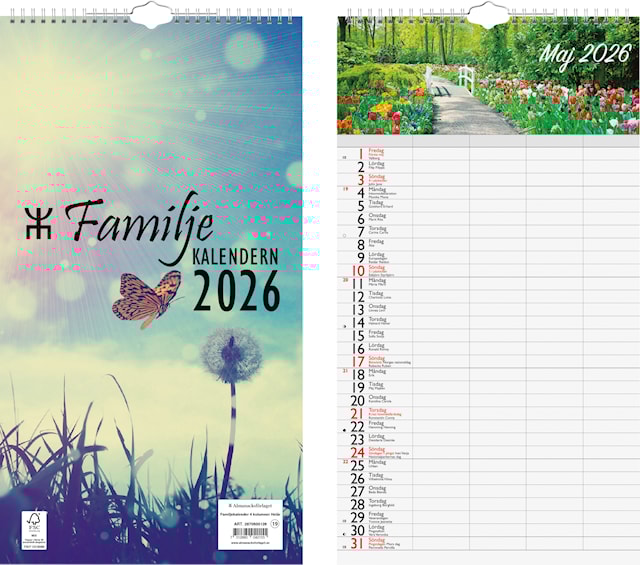 Produktbild 3 för Familjekalender 4 kolumner Helår 2026 Almanacksförlaget