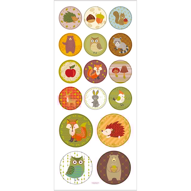 Produktbilde 3 for Stickers, skogdyr, ark 10x23 cm, ca. 16 stk., 1 ark