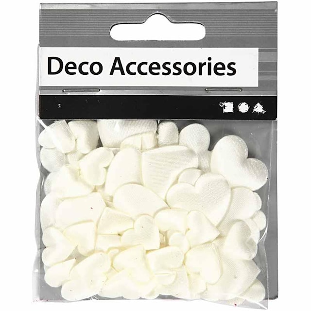 Produktbild 3 för Applikation Satinhjärta Råvit 10+20 mm 70-pack